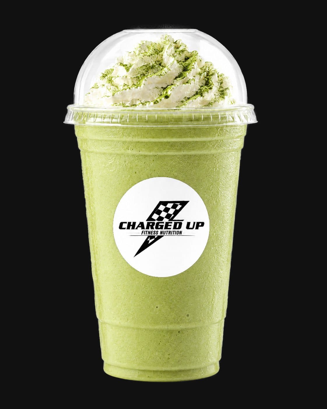 Matcha Banana Metabolic Fire in a Charged Up cup
